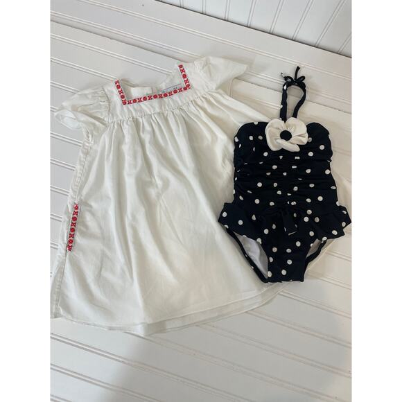 Janie and Jack & Analin White Dress Romper & 1 PC Swimsuit Girls Bundle Sz 12mo - Picture 5 of 10